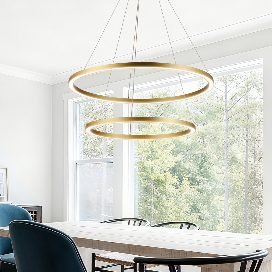Brilagi - Димируем LED полилей на кабел PORTOFINO LED/98W/230V 3000-6000K Ø 80 см златист + дистанционно управление