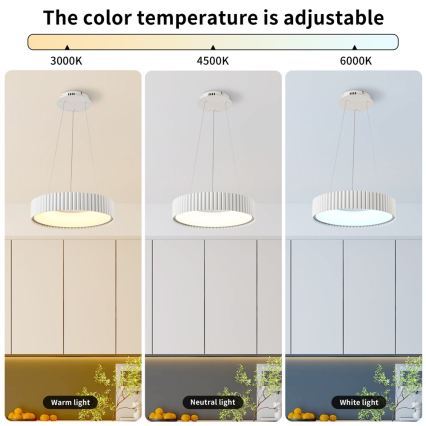 Brilagi - LED полилей за окачване на кабел FALCON MODERN LED/30W/230V 3000–6000K Ø 40 см бял + дистанционно управление