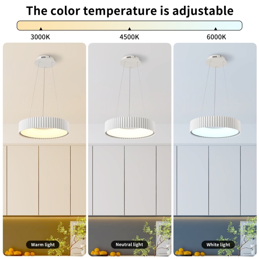 Brilagi - LED полилей за окачване на кабел FALCON MODERN LED/30W/230V 3000–6000K Ø 40 см бял + дистанционно управление