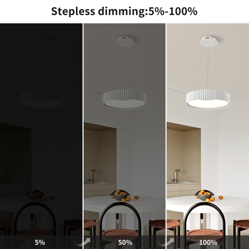 Brilagi - LED полилей за окачване на кабел FALCON MODERN LED/30W/230V 3000–6000K Ø 40 см бял + дистанционно управление