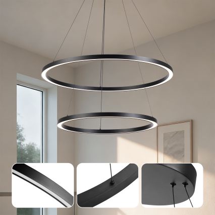 Brilagi - LED димируем полилей на кабел PORTOFINO LED/98W/230V 3000-6000K Ø 80 см черен + дистанционно управление