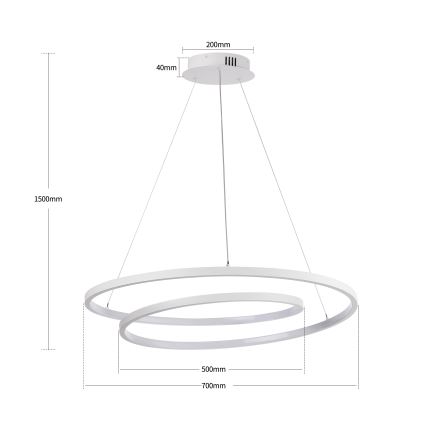 Brilagi - Димируем LED полилей на кабел TWISTER LED/75W/230V 3000-6000K Ø 70 cm бял + дистанционно управление