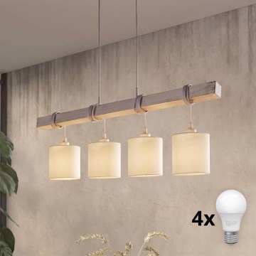 Brilagi - LED полилей с кабелово окачване NUBILA 4xE27/60W/230V сив/кремав