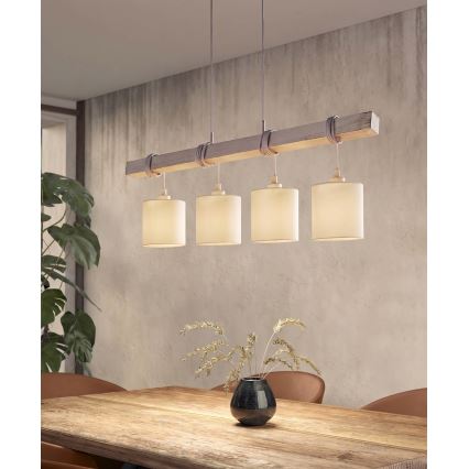 Brilagi - LED полилей с кабелово окачване NUBILA 4xE27/60W/230V сив/кремав