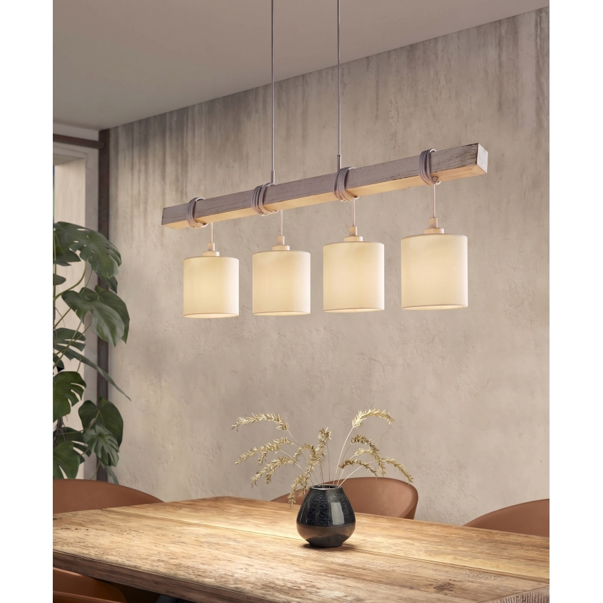 Brilagi - LED полилей с кабелово окачване NUBILA 4xE27/60W/230V сив/кремав