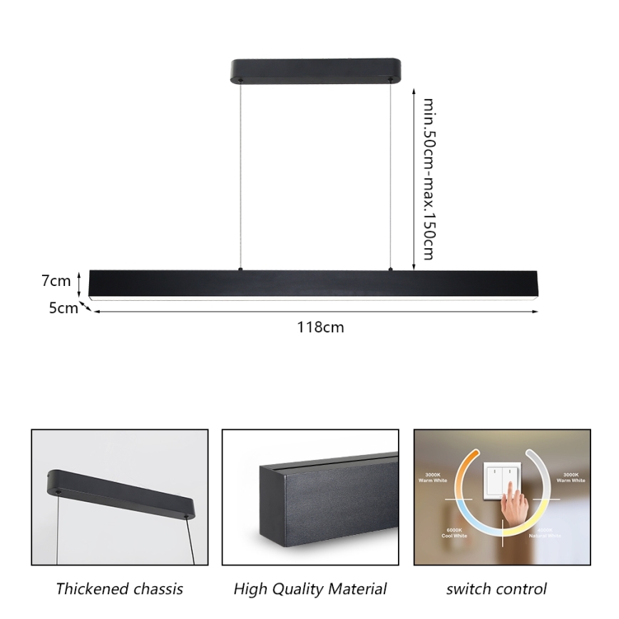 Brilagi - LED полилей на кабел SLEEKLINE LED/40W/230V 3000/4500/6000K черен