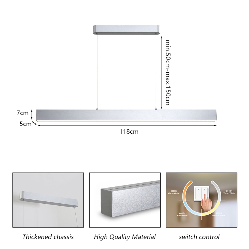 Brilagi - LED полилей на кабел SLEEKLINE LED/40W/230V 3000/4500/6000K сребрист
