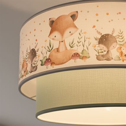 Brilagi - LED детски полилей на кабел BOBO 1xE27/10W/230V Ø 40 см бял/зелен/с животински мотиви