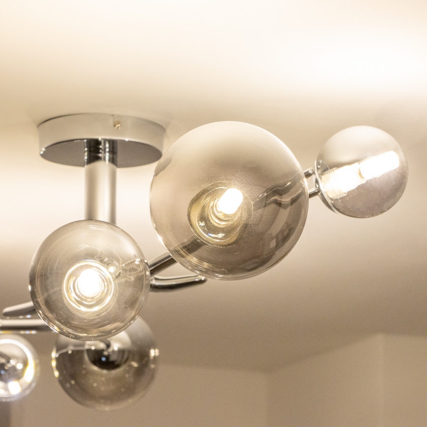 Brilagi - LED полилей за директен монтаж MISTEL 6xG9/3W/230V черен хром/опушено стъкло