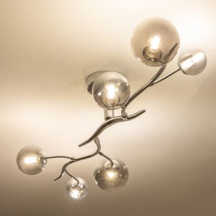 Brilagi - LED полилей за директен монтаж MISTEL 6xG9/3W/230V черен хром/опушено стъкло