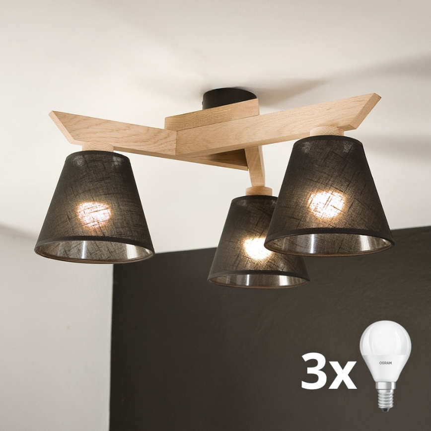 Brilagi - LED  Полилей за повърхностен монтаж ANTHONY 3xE14/40W/230V дъб/черен