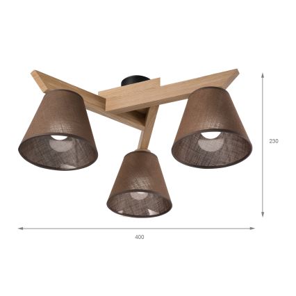 Brilagi - LED  Полилей за повърхностен монтаж ANTHONY 3xE14/40W/230V дъб/кафяв