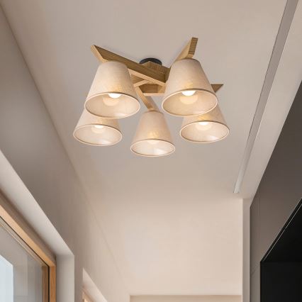 Brilagi - LED  Полилей за повърхностен монтаж ANTHONY 5xE14/40W/230V дъб/бежов