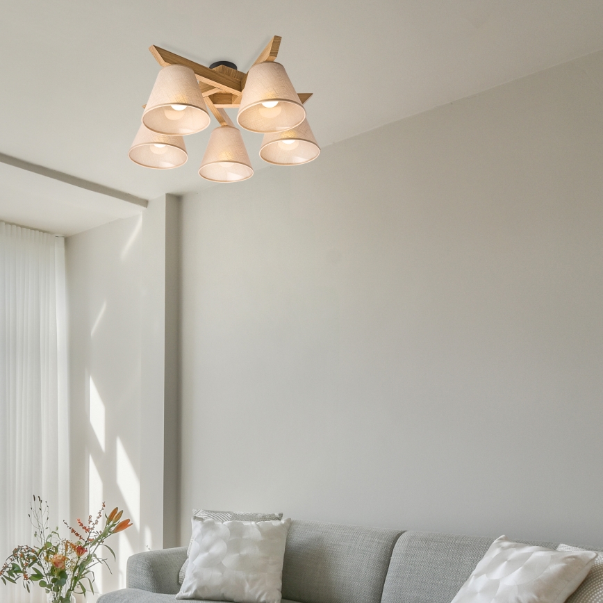 Brilagi - LED  Полилей за повърхностен монтаж ANTHONY 5xE14/40W/230V дъб/бежов