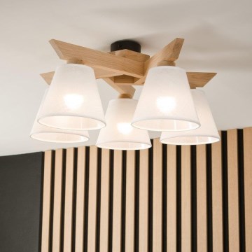 Brilagi - LED  Полилей за повърхностен монтаж ANTHONY 5xE14/40W/230V дъб/бял
