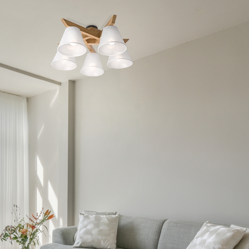 Brilagi - LED  Полилей за повърхностен монтаж ANTHONY 5xE14/40W/230V дъб/бял