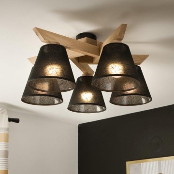 Brilagi - LED  Полилей за повърхностен монтаж ANTHONY 5xE14/40W/230V дъб/черен