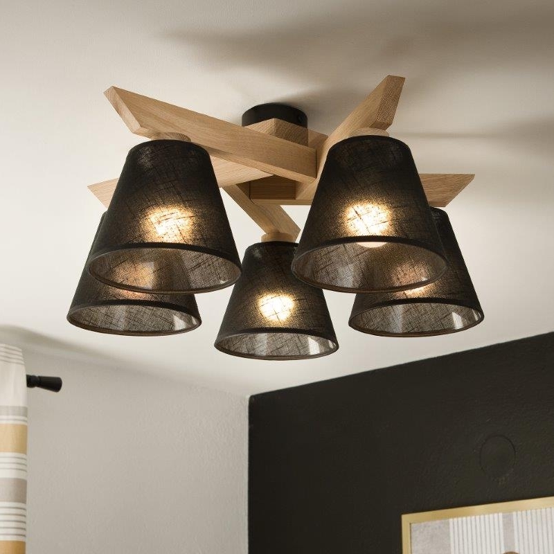 Brilagi - LED  Полилей за повърхностен монтаж ANTHONY 5xE14/40W/230V дъб/черен