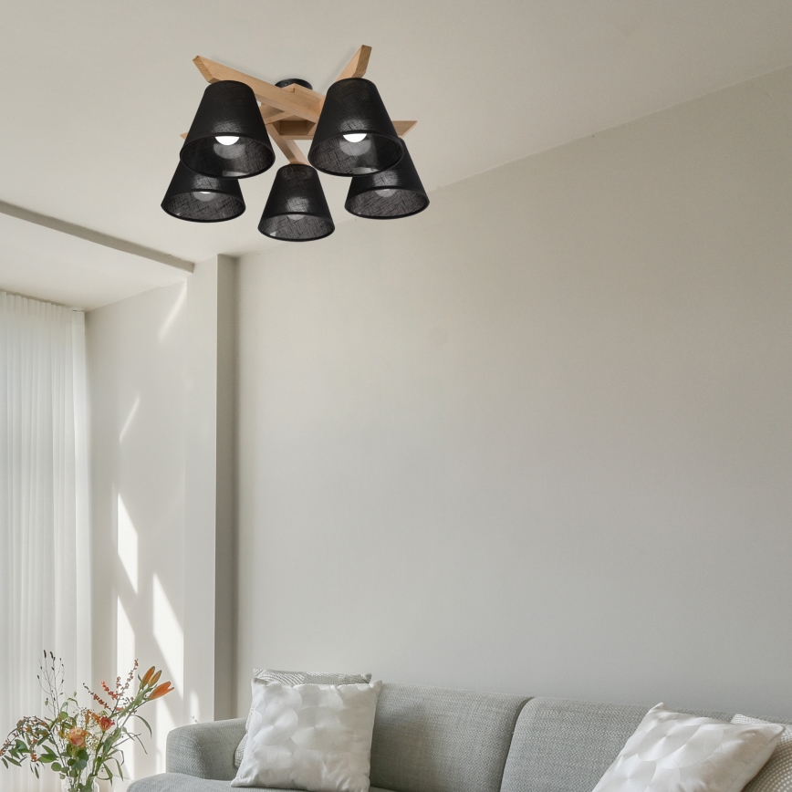 Brilagi - LED  Полилей за повърхностен монтаж ANTHONY 5xE14/40W/230V дъб/черен