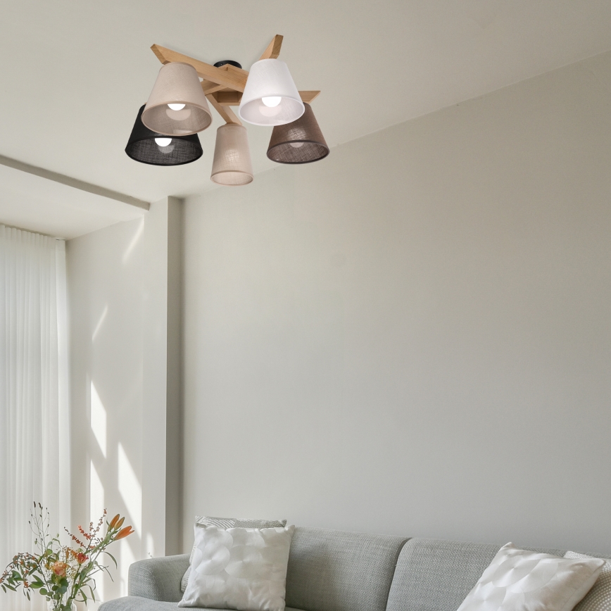 Brilagi - LED  Полилей за повърхностен монтаж ANTHONY 5xE14/40W/230V дъб