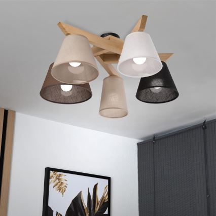 Brilagi - LED  Полилей за повърхностен монтаж ANTHONY 5xE14/40W/230V дъб