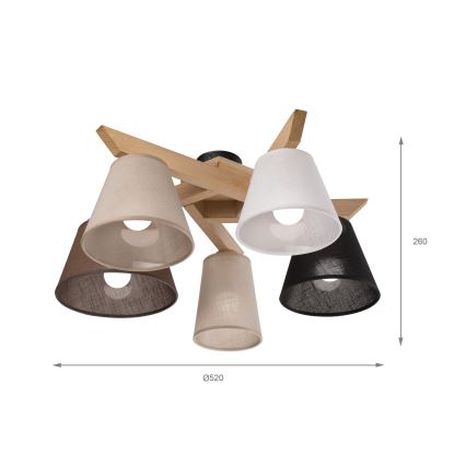 Brilagi - LED  Полилей за повърхностен монтаж ANTHONY 5xE14/40W/230V дъб