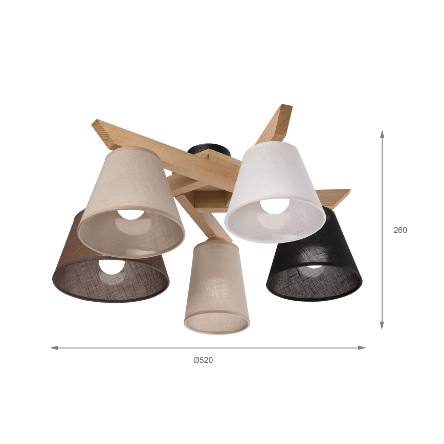 Brilagi - LED  Полилей за повърхностен монтаж ANTHONY 5xE14/40W/230V дъб