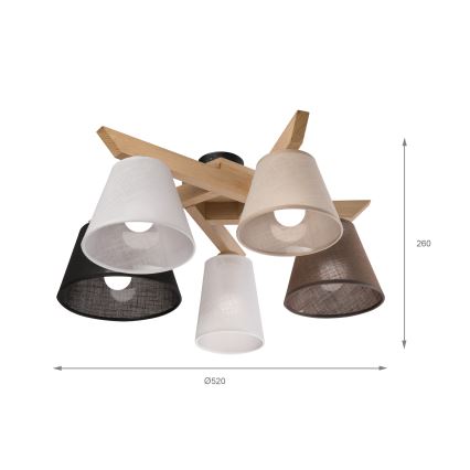 Brilagi - LED  Полилей за повърхностен монтаж ANTHONY 5xE14/40W/230V дъб