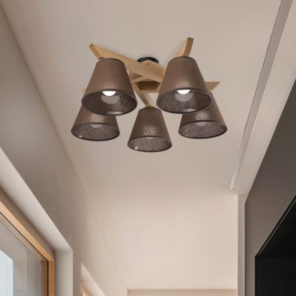 Brilagi - LED  Полилей за повърхностен монтаж ANTHONY 5xE14/40W/230V дъб/кафяв
