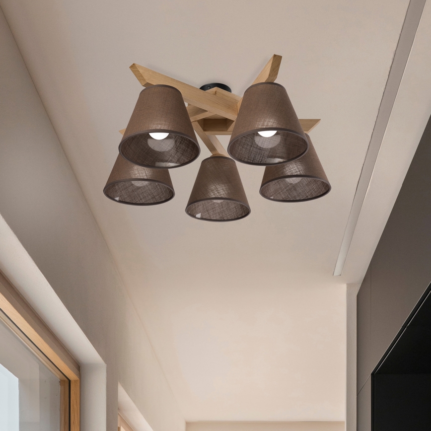 Brilagi - LED  Полилей за повърхностен монтаж ANTHONY 5xE14/40W/230V дъб/кафяв