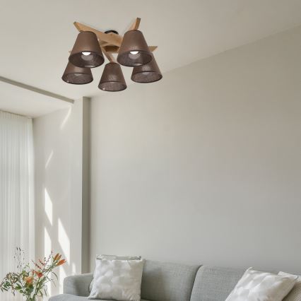 Brilagi - LED  Полилей за повърхностен монтаж ANTHONY 5xE14/40W/230V дъб/кафяв