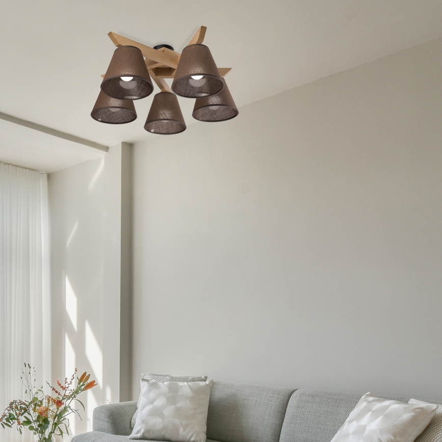 Brilagi - LED  Полилей за повърхностен монтаж ANTHONY 5xE14/40W/230V дъб/кафяв
