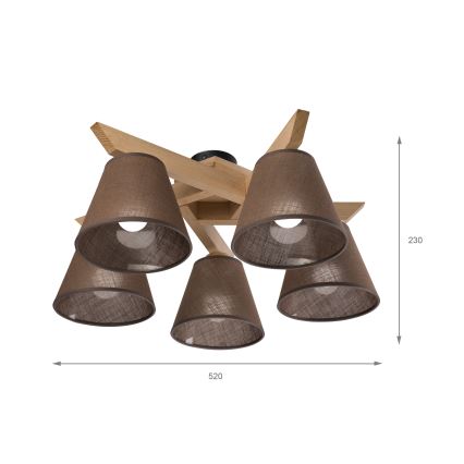 Brilagi - LED  Полилей за повърхностен монтаж ANTHONY 5xE14/40W/230V дъб/кафяв