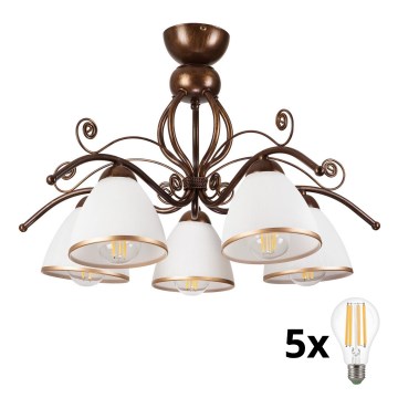 Brilagi - LED Полилей за повърхностен монтаж ANTICO 5xE27/60W/230V бронзова патина