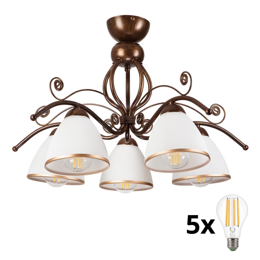 Brilagi - LED Полилей за повърхностен монтаж ANTICO 5xE27/60W/230V бронзова патина