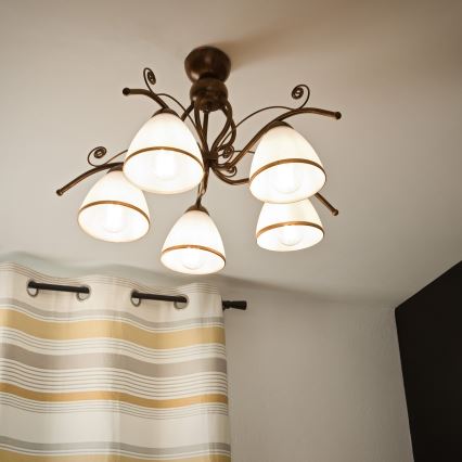 Brilagi - LED Полилей за повърхностен монтаж ANTICO 5xE27/60W/230V бронзова патина