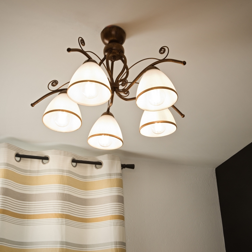 Brilagi - LED Полилей за повърхностен монтаж ANTICO 5xE27/60W/230V бронзова патина