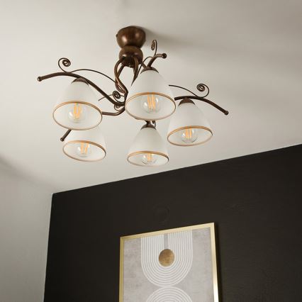 Brilagi - LED Полилей за повърхностен монтаж ANTICO 5xE27/60W/230V бронзова патина