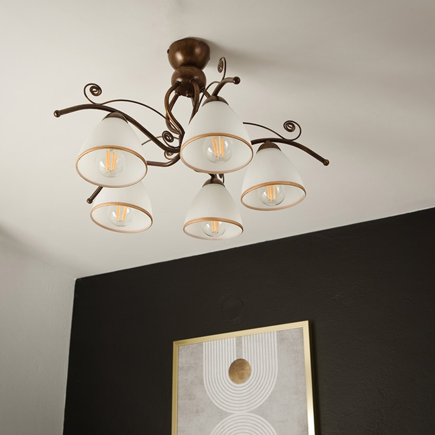 Brilagi - LED Полилей за повърхностен монтаж ANTICO 5xE27/60W/230V бронзова патина