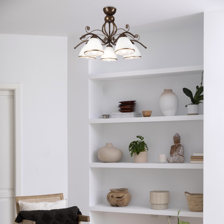 Brilagi - LED Полилей за повърхностен монтаж ANTICO 5xE27/60W/230V бронзова патина
