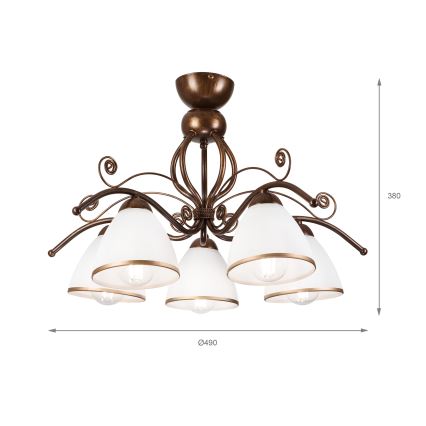 Brilagi - LED Полилей за повърхностен монтаж ANTICO 5xE27/60W/230V бронзова патина