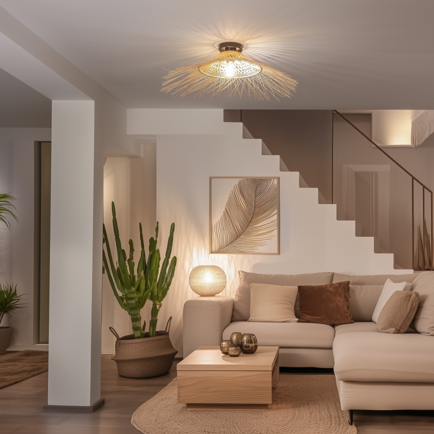 Brilagi - LED полилей за повърхностен монтаж CERIA BOHO 1xE27/40W/230V диам. 100 см бамбук