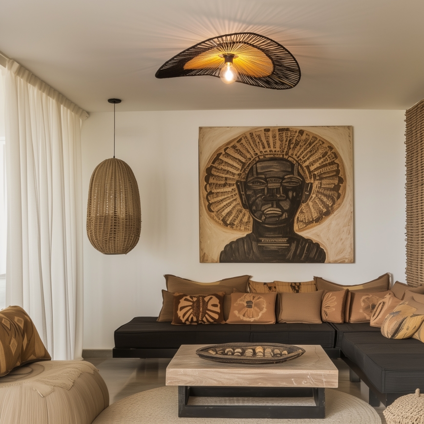 Brilagi - LED полилей за повърхностен монтаж CERIA BOHO 1xE27/40W/230V, Ø 80 см, черно/кафяво