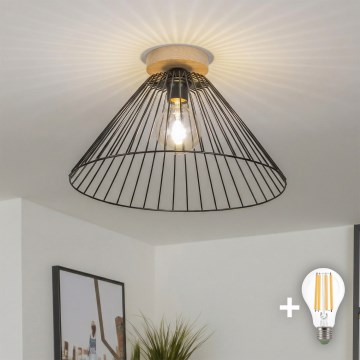 Brilagi - LED полилей за повърхностен монтаж CERIA WIRE 1xE27/40W/230V Ø 45 см черен/дъб