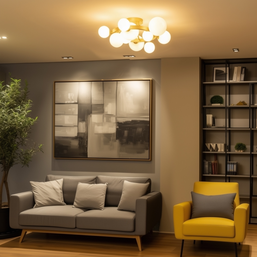 Brilagi - LED Полилей за повърхностен монтаж MILLA 10xG9/3W/230V златист/бял