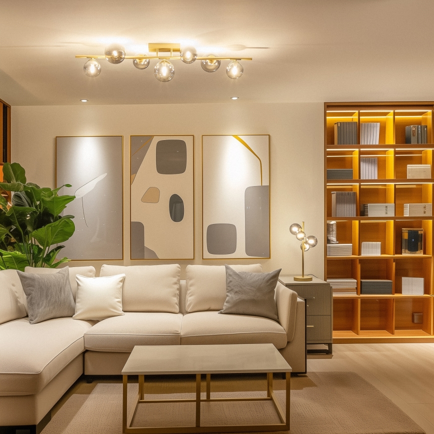 Brilagi - LED Полилей за повърхностен монтаж MILLA 7xG9/3W/230V златист/опушен