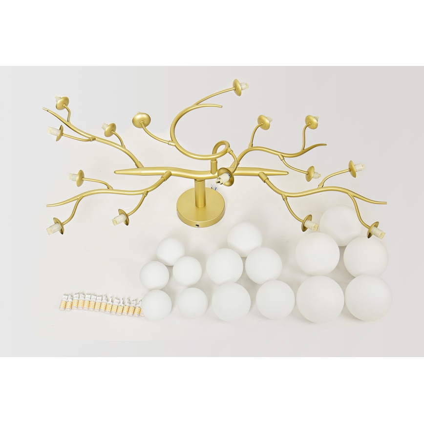 Brilagi - LED Полилей за повърхностен монтаж MISTEL 15xG9/3W/230V златист/бял
