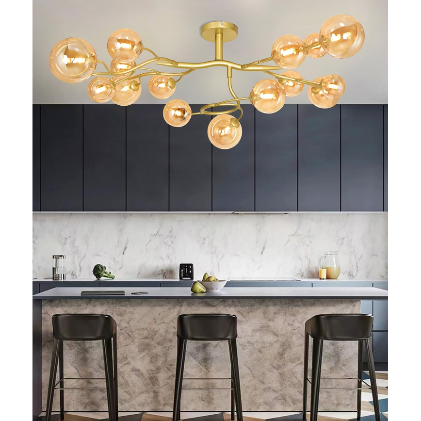 Brilagi - LED Полилей за повърхностен монтаж MISTEL 15xG9/3W/230V златист