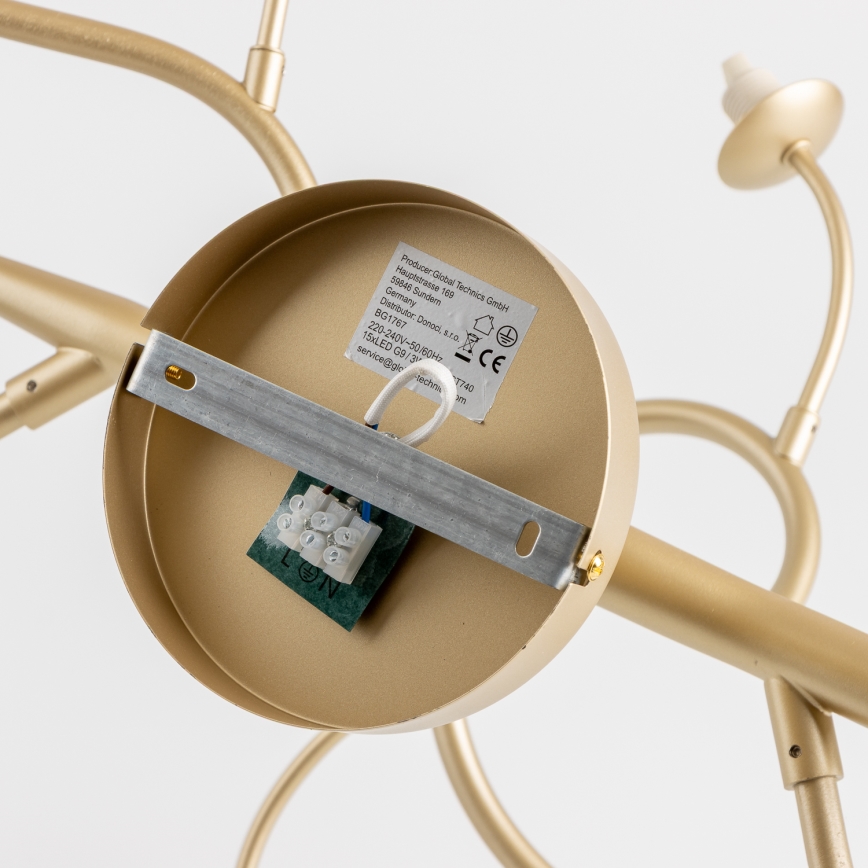 Brilagi - LED Полилей за повърхностен монтаж MISTEL 15xG9/3W/230V златист