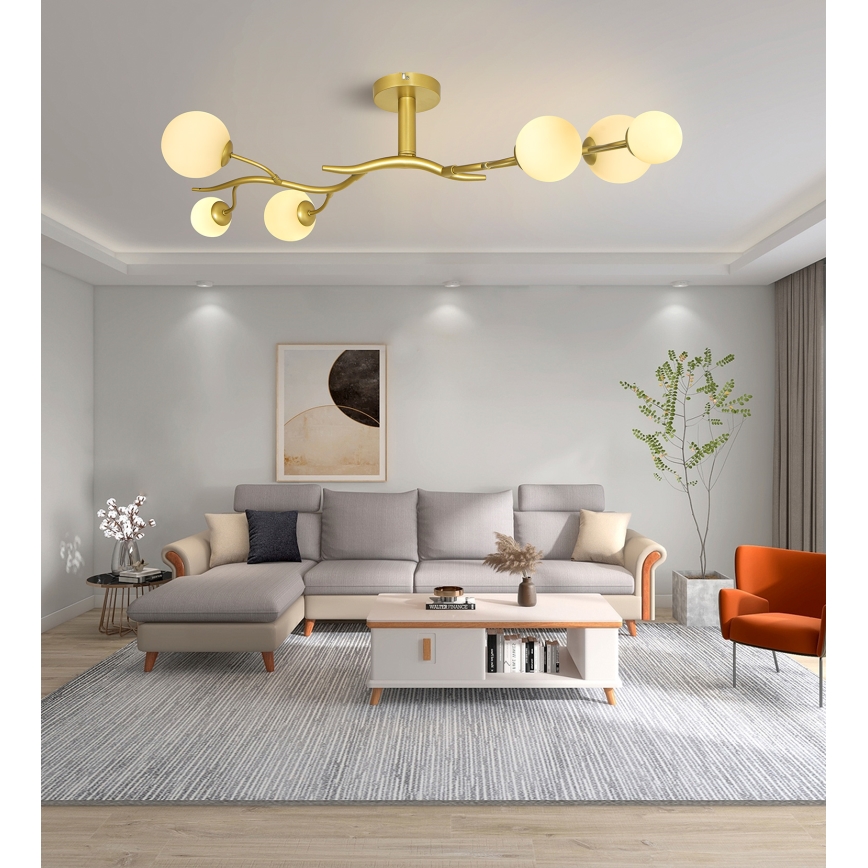 Brilagi - LED Полилей за повърхностен монтаж MISTEL 6xG9/3W/230V златист/бял